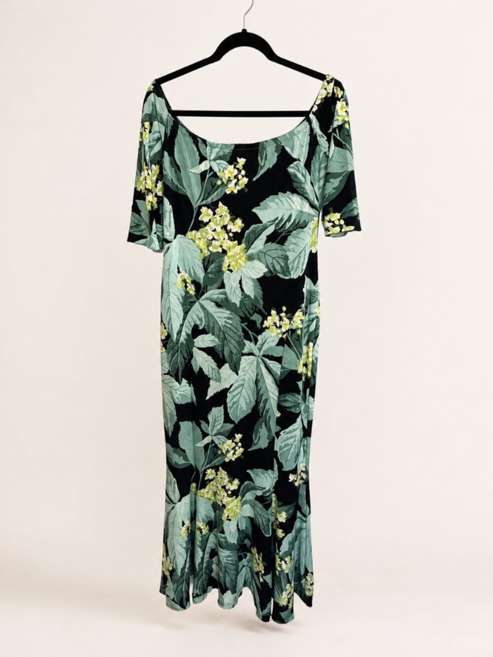 Norma Kamali Off Shoulder Fishtail Gown Floral Maxi Dress L/40